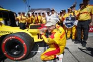 Alex Palou celebrating his fourth IndyCar championship victory after the 2025 Portland Grand Prix - Source: Getty